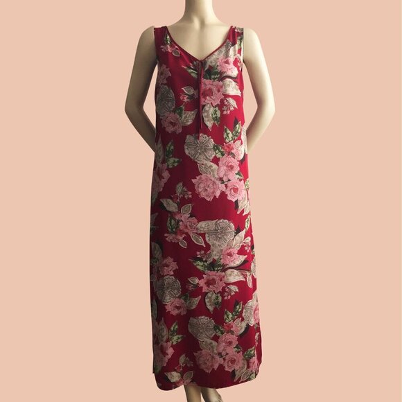 Double-Sided Maxi Floral Red Dress - Picture 2 of 7